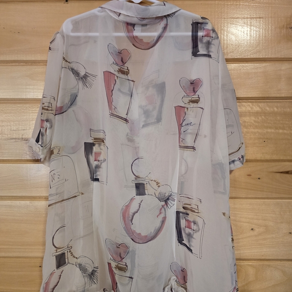 CAbi Sheer Blouse with Perfume Bottle Print - Picture 4 of 5